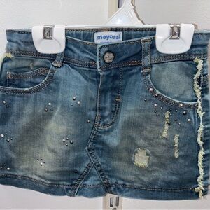 Mayoral Blue Denim Skirt with Studs